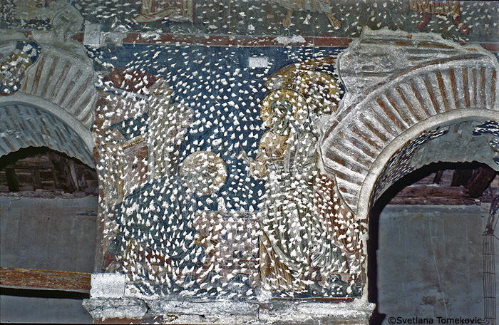 Fresco, nave, showing monks