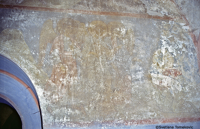 Diaconicon, West Wall: Abraham:entertaining the Angels.