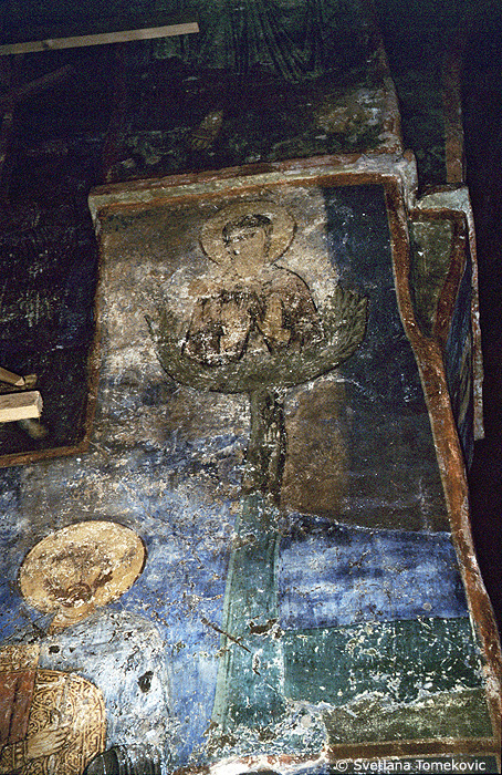 West Arm, North Wall:  Stylite (David of Thessalonica?) and Saint.