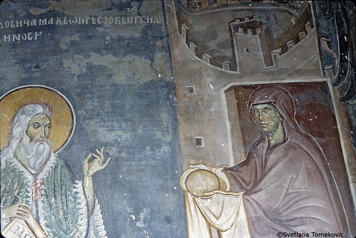 North Wall: Elijah: meeting Widow of Zarephath.