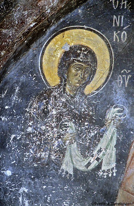 Fresco showing Virgin Mary (flanking Nicholas of Myra)