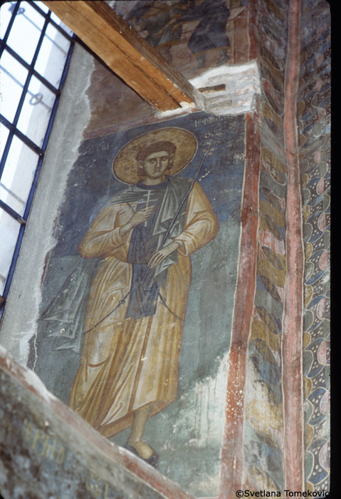 Fresco, Chapel of St. Demetrius, showing  Euphrosinus of Nicomedia