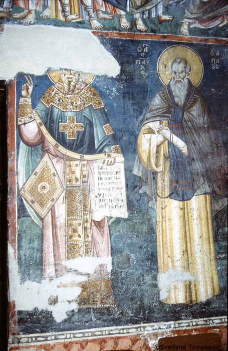 Fresco showing Theodore the Studite and Paul the Simple