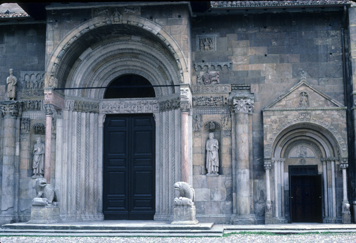 San Donnino, exterior west, central and right portals, 1170-1220, attributed to Benedetto Antelami, workshop