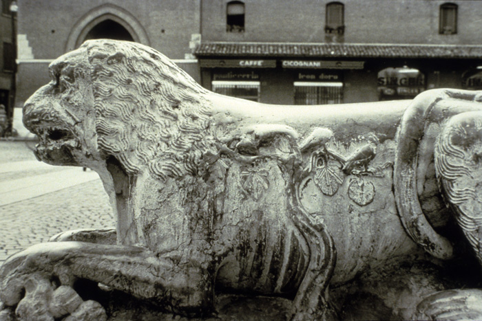 Piazza near cathedral, lion, 1135-1173