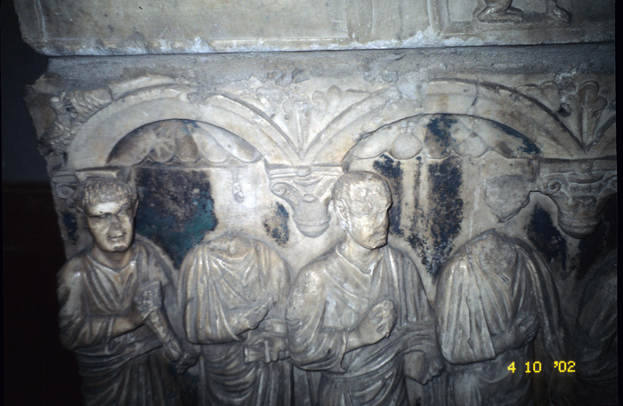 Sarcophagus body, front, Apostles, late 4c.
