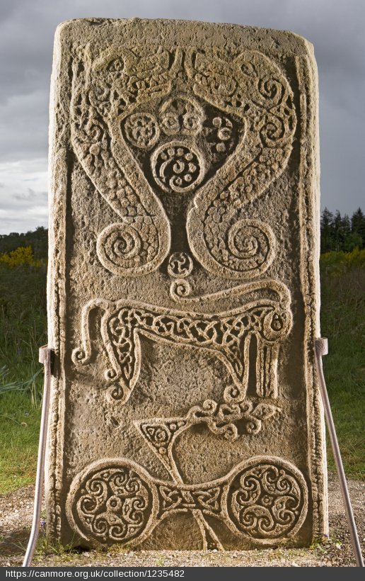 Class 2 Pictish stone at Brodie with "Pictish Beast"