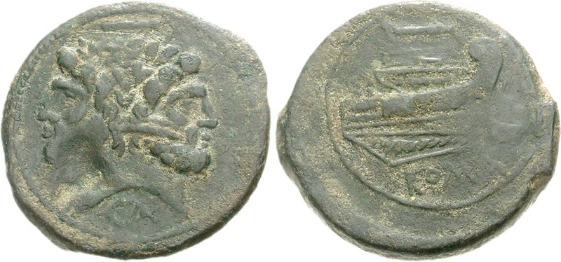 Roman coin with double-headed Janus